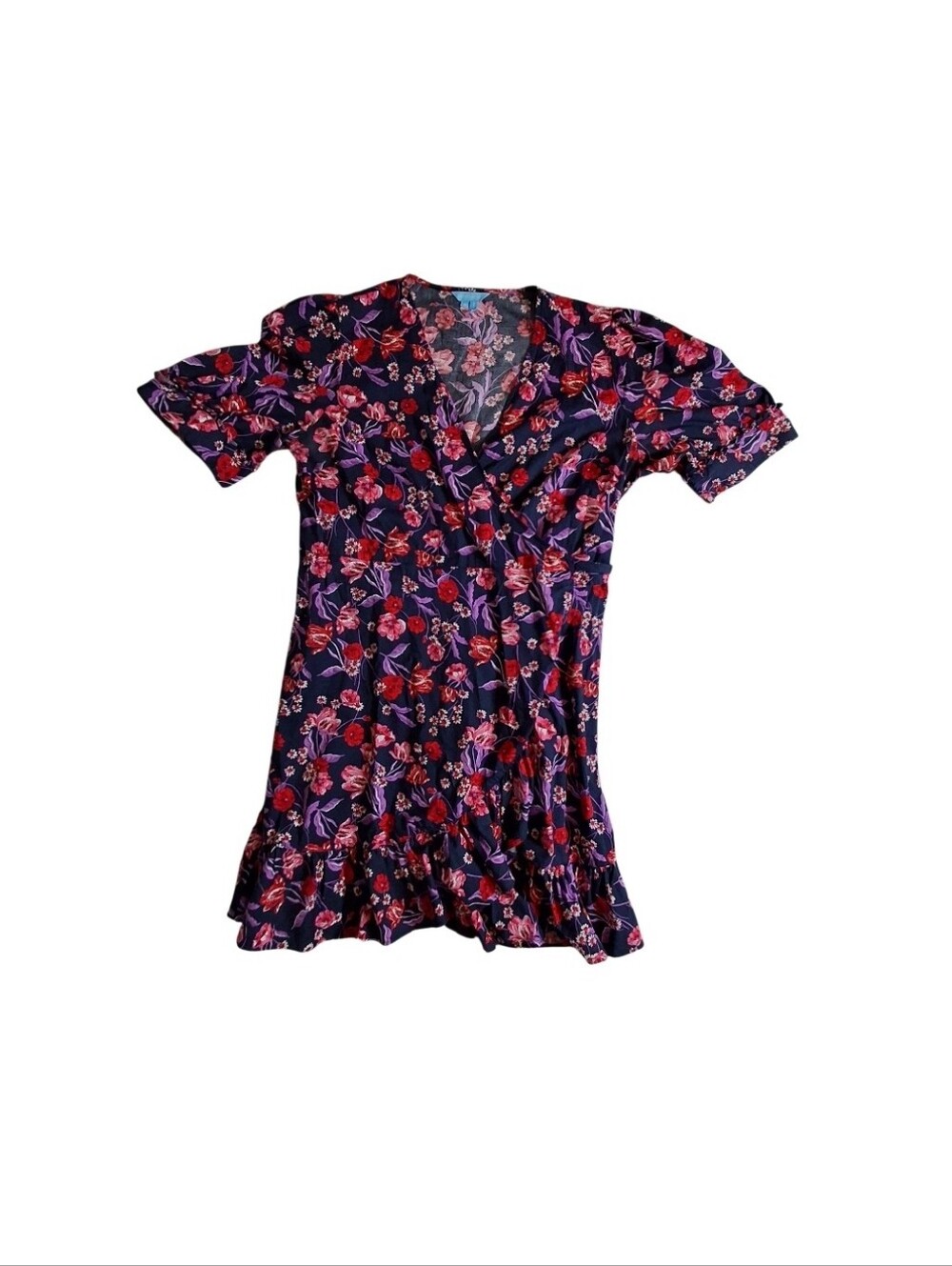 Draper James Loretta Shirt Dress Blue Purple Painterly Floral 12